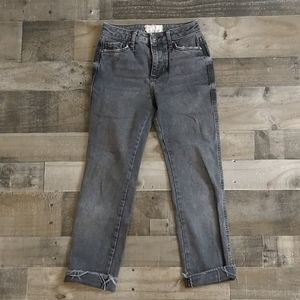 Distressed Black Free People Cropped Skinny Jeans